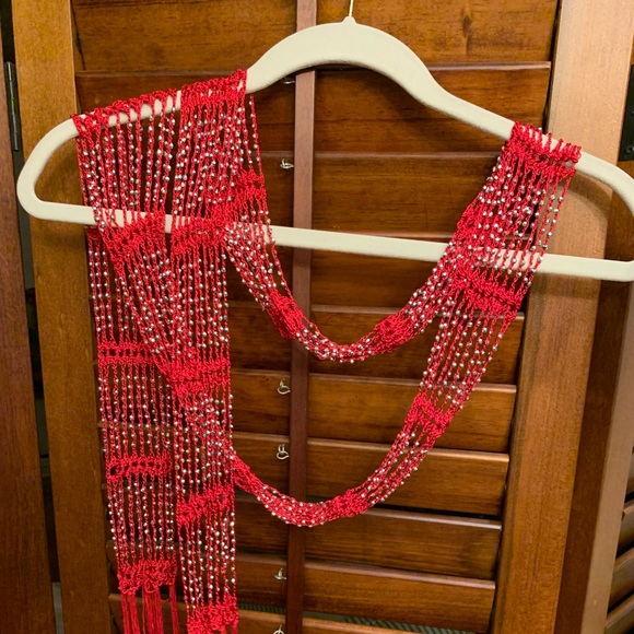 Accessories - 🔥3/$10 Red scarf/belt with silver beads
